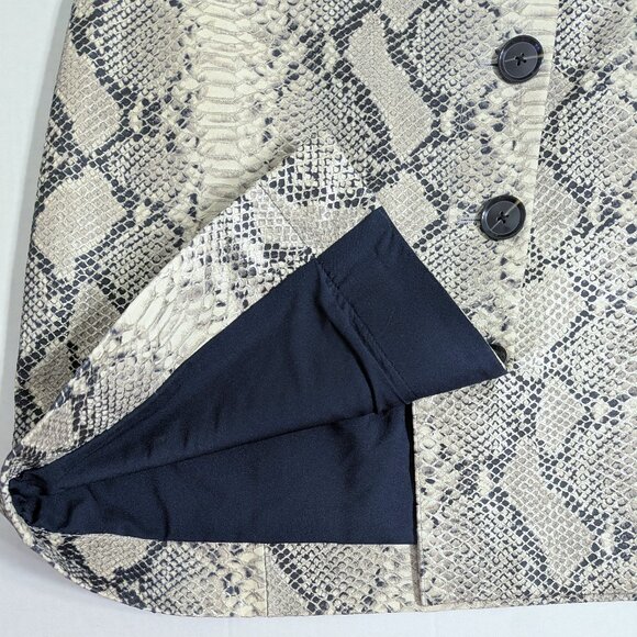 NWOT Olivia Palermo x BR Snake-Effect Italian Leather Button-Wrap Skirt - Picture 4 of 16